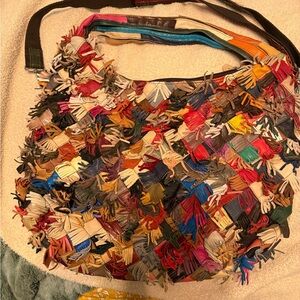 Charmes Colorful Fringe Patchwork Hobo Bag - Multicolor